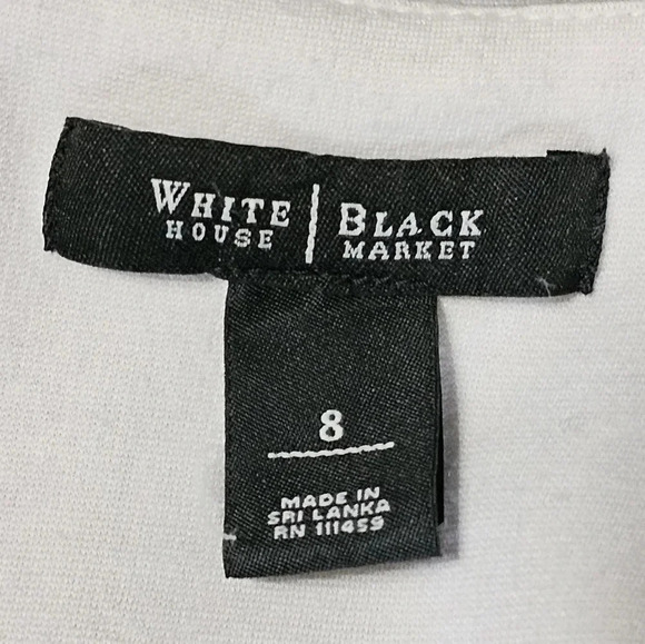 White House Black Market Women’s 8 Black White Sheath Dress Silver Button Mod - Picture 5 of 8